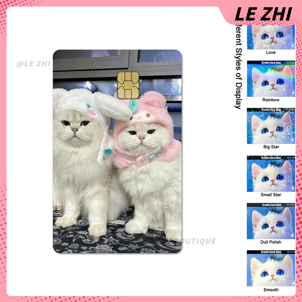 Kawaii الحيوان الساطع مقاوم للماء طبقة رقيقة واقية الجلد ملصق لطيف القط الكلب بولي كلوريد الفينيل الخصم بطاقة الائتمان بطاقة البنك الديكور فتاة الهدايا