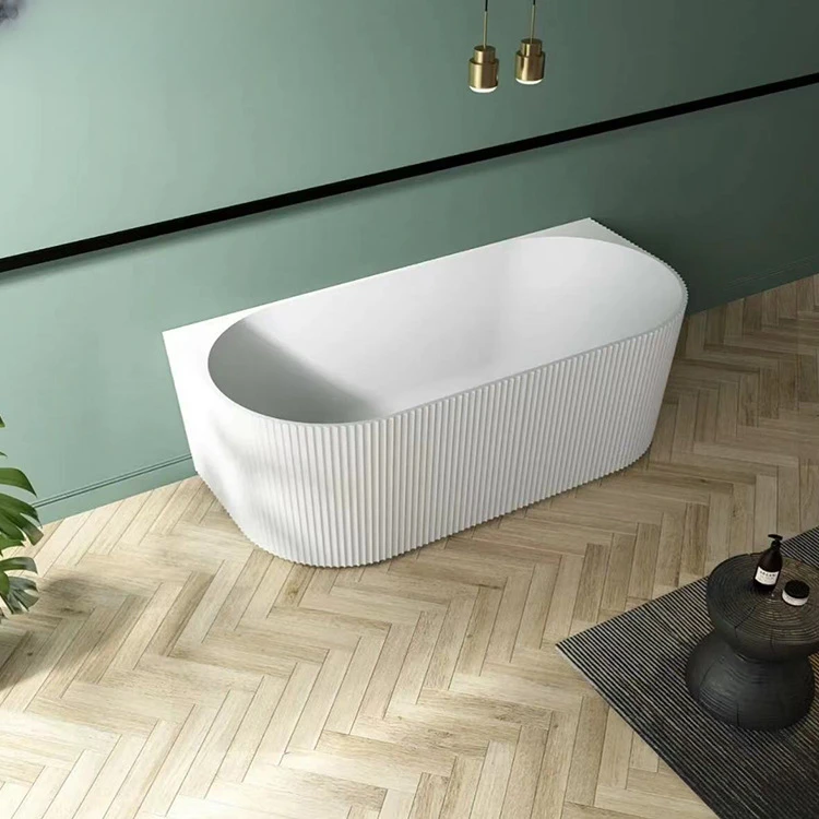 2023 latest export acrylic bathtub against the wall right angle stripe design bathtub against the wall