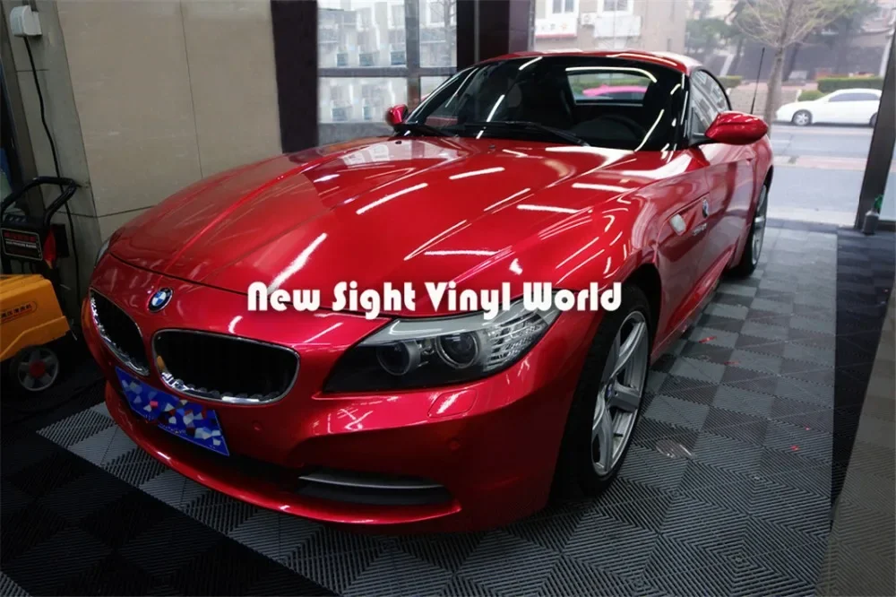 High Quality Gloss Red Metallic Red Vinyl Car Wrap Shinny Red Metallic Film Air Free For Car Wrapping Film