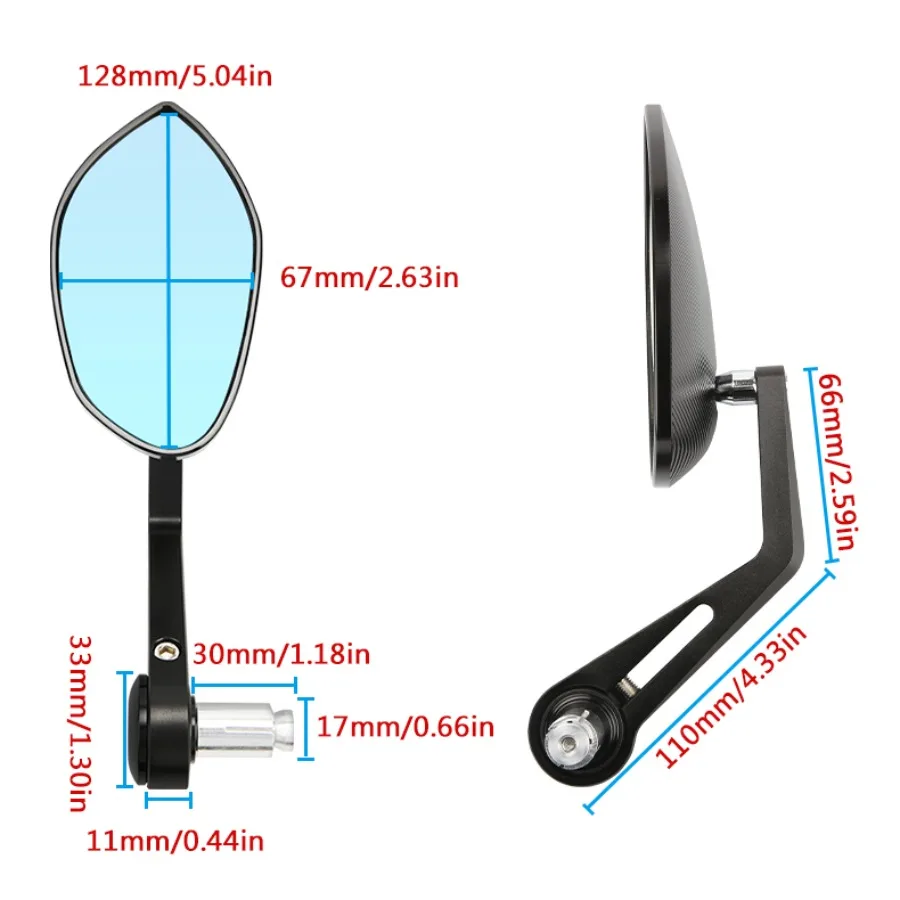 Motorcycle Modified Accessories CNC Side Rearview Retro  Black Sliver Universal 22mm Handlebar Motorbike Rearview Mirrors