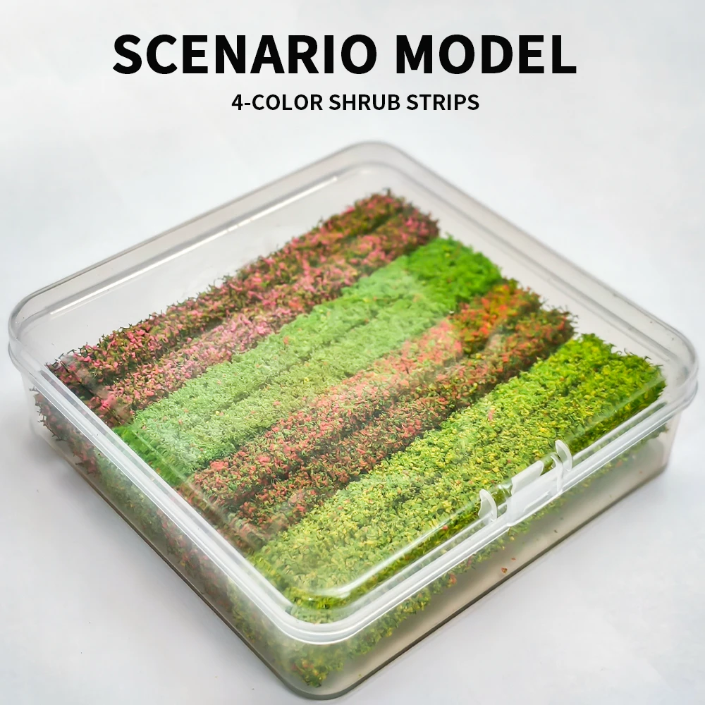 

﻿ 8Pcs/box 10CM Miniature Shrub Strips Multicolor Bush Plant Artificial Grass Fence DIY Railway Train Street Decor Materials