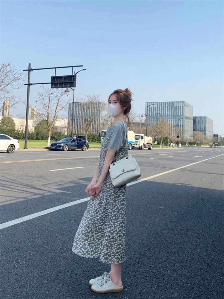 

plus Size 300 Pou Women's Korean Sle Floral Print ter Dr T-irt Set Summer Age-Defng Two-Piece Ensemble