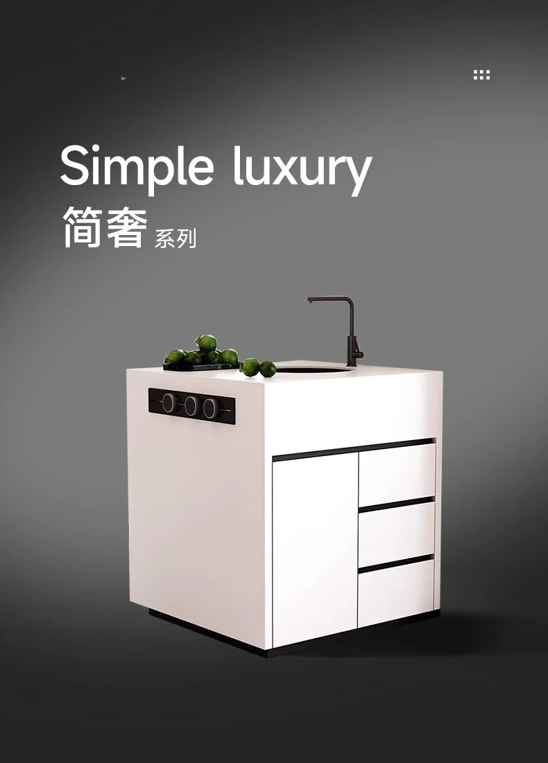 Rock slab island table cabinet, separate falling table cabinet, separate dining table integrated