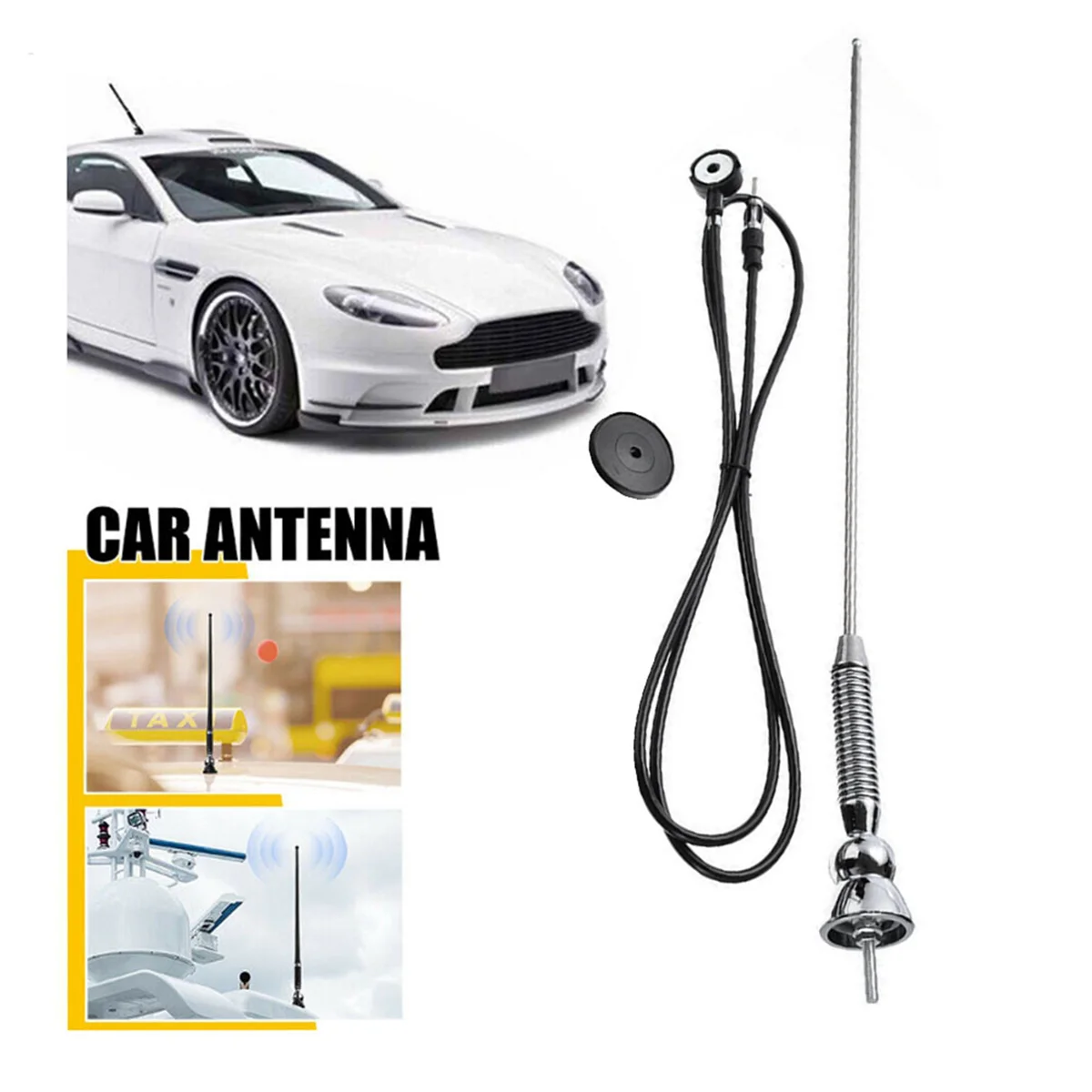 18.5 Inches Car Stereo FM AM Radio Amplified Signal Antenna Aerial Roof with Wiring Car