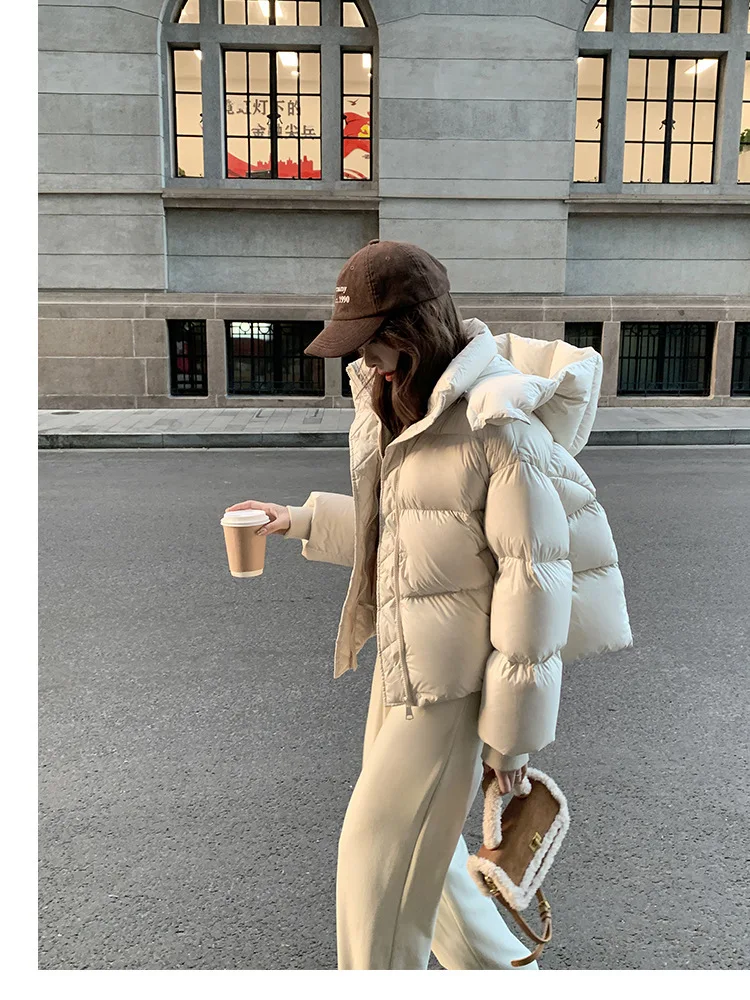 2026 New Women's Winter Short Hooded Puffer Jacket Korean Loose Thick Padded Jackets Female Lightweight Warm Solid Padded Parkas