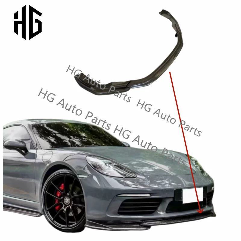 

High Quality Arma Style Real Carbon Fiber Front Bumper Splitters Lip Spoiler For Porsche 718 Cayman Boxster 2016-2023