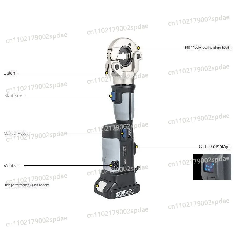 LS-300 Cordless Electric Hydraulic Crimping Tool Portable for Copper Aluminum Cable Terminals 16-300mm Battery Operated image 4