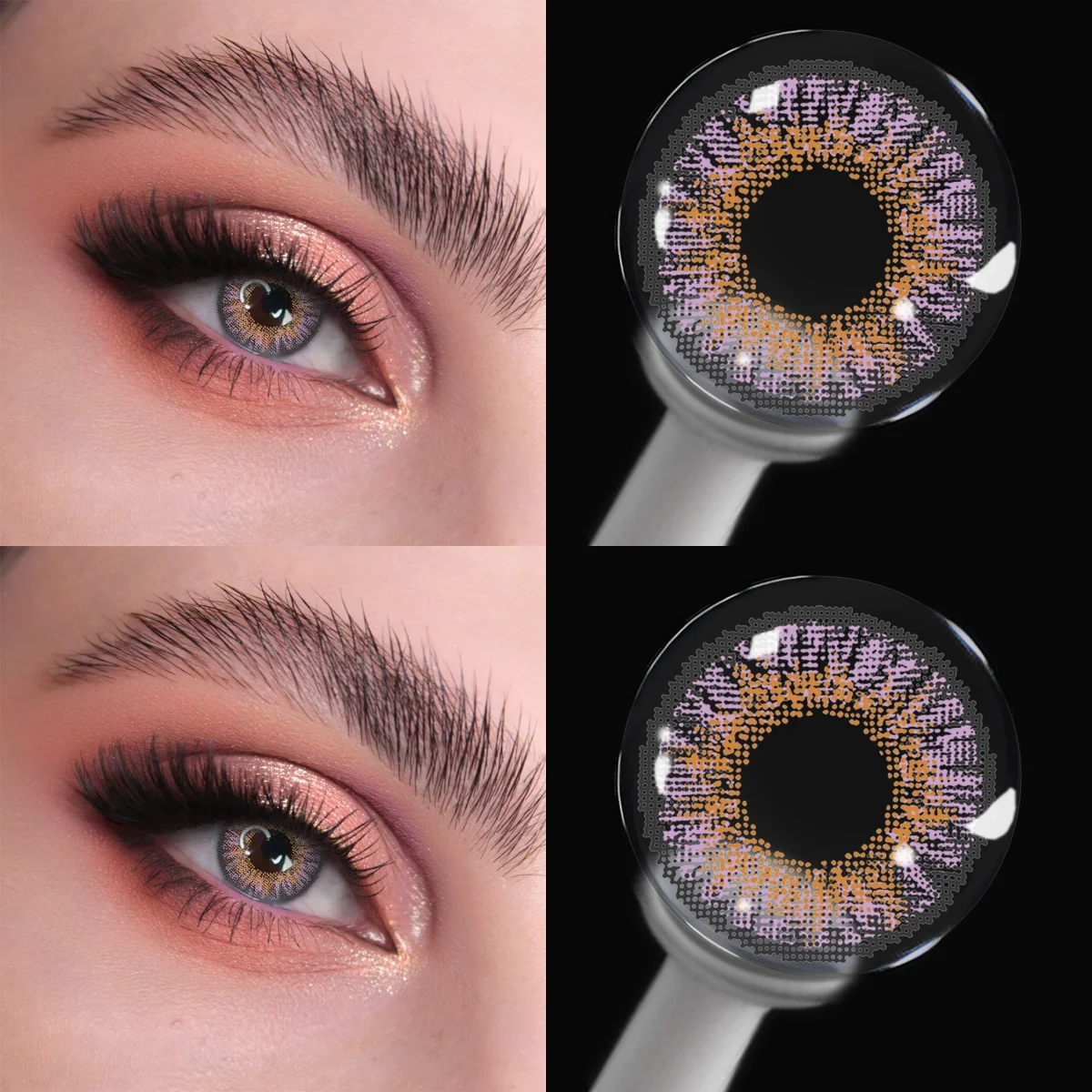 VISUASHOW 3-Ton Natürlicher Look Farbige Kontaktlinsen 2 Stück 6 Monate Einweg-Farbkontaktlinsen für Mode-Make-up – Detail 5