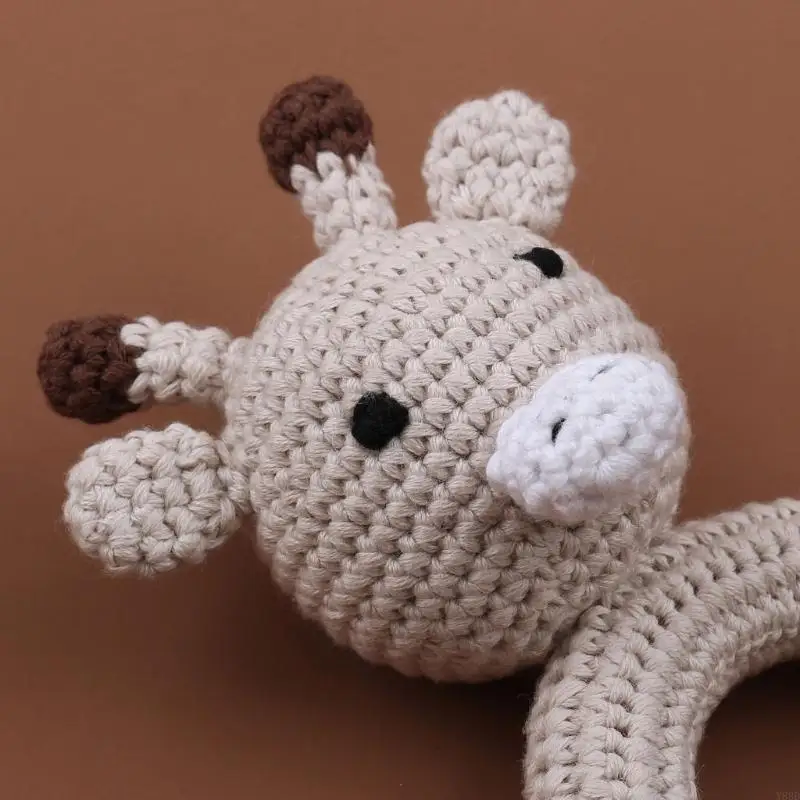 Y88D Baby Rattle Giraffe Crochet Molars Log Animal Teether Safe Wooden Mobile Pram Crib Ring Children Product