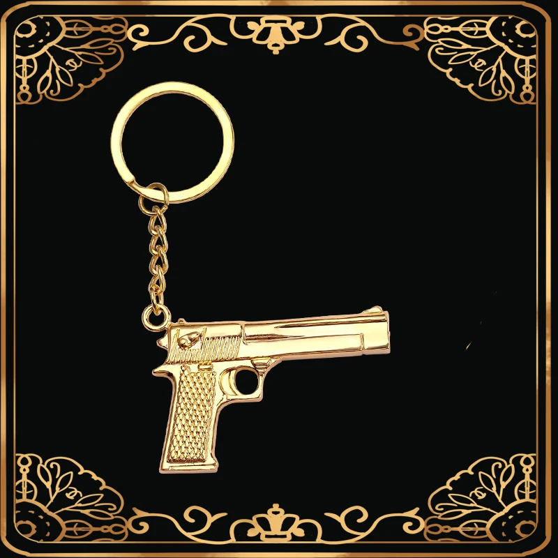 Hip-hop Gold Pistol Keychain Gun Shape Light Glock 45 Metal Keychain For Men Women Charm Jewelry Pendant Gift