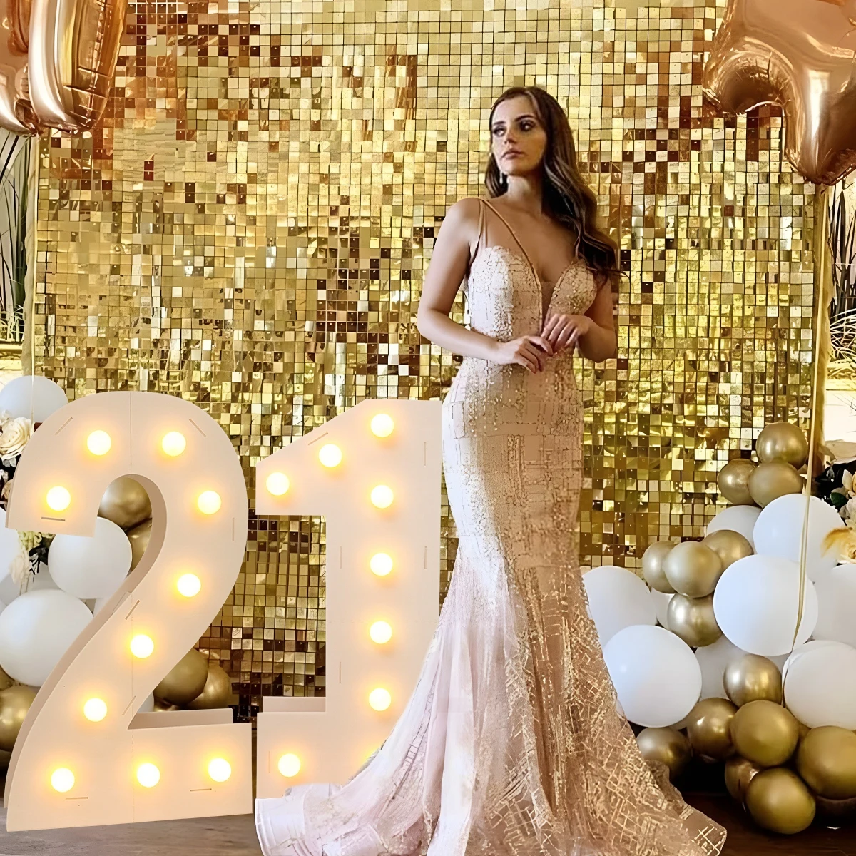 91.5cm LED Light Warm White Giant Figure Numbers Large Cardboard Giant Foam Mosaic Numbers For Birthday Wedding Party Decor - Image 5