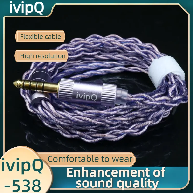 ivipQ-538 Cabo de fone de ouvido HIFI de alta pureza de 4 pólos para MMCX/0,78 2PIN/IE900