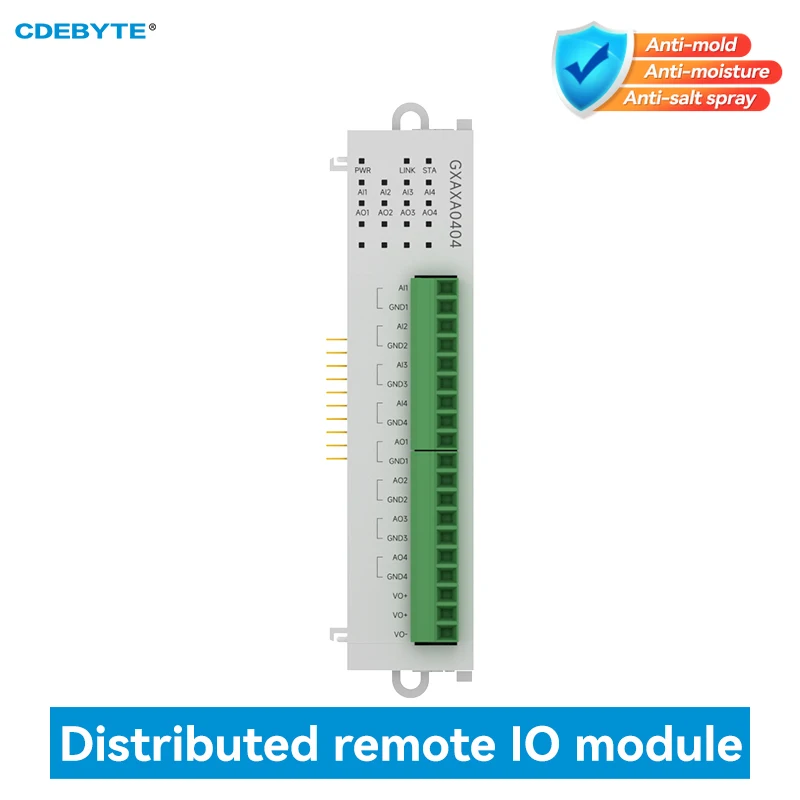 

4AI+4AO Distributed Remote IO Module RJ45 RS485 Expansion Module CDEBYTE GXAXA0404 Modbus TCP/RTU Analog Switch Acquisition