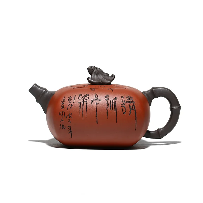 

380cc Purple Clay Pot Yixing Original Mine Clear Cement Engraving Teapot Famous Artist All Handmade Kung Fu Tea Set Household