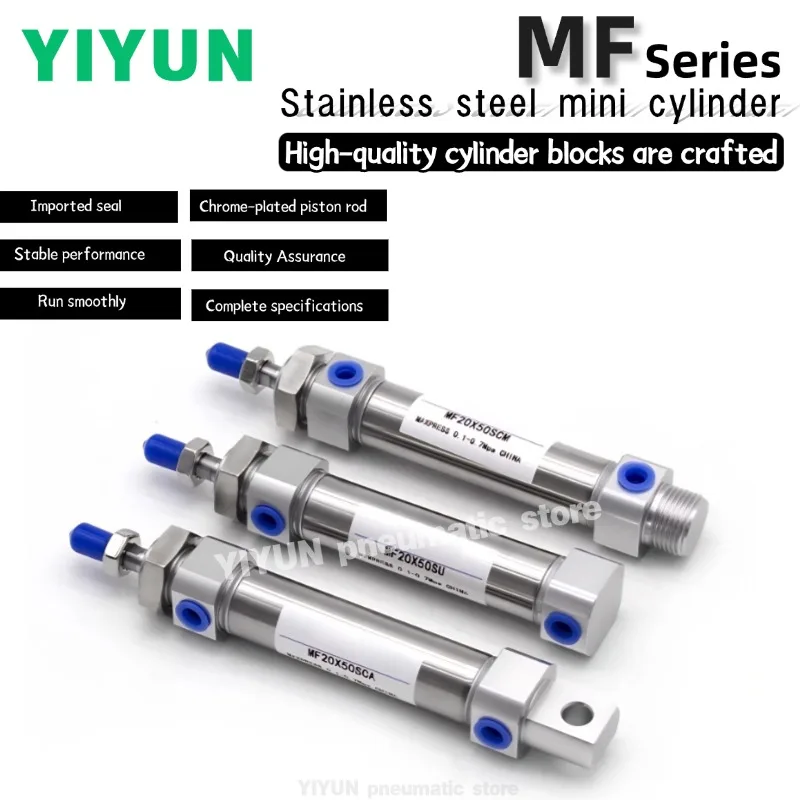 

MF32/MF40X25SU/X50X75X100X125X150X175X200X225X250X275X300X350X400X450/MF20X500SU,YIYUN, мини-цилиндр из нержавеющей стали, MF
