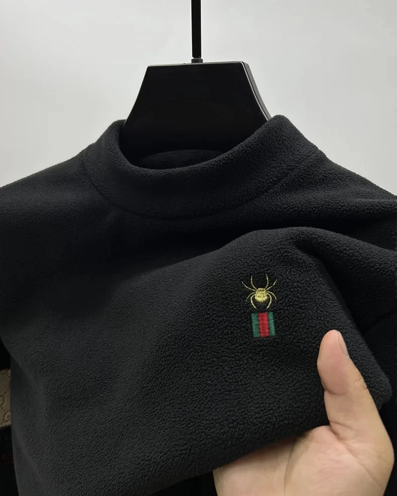 T-shirt a maniche lunghe con ricamo ragno di moda di marca di fascia alta da uomo inverno nuovo articolo maglione girocollo caldo in velluto pullover casual