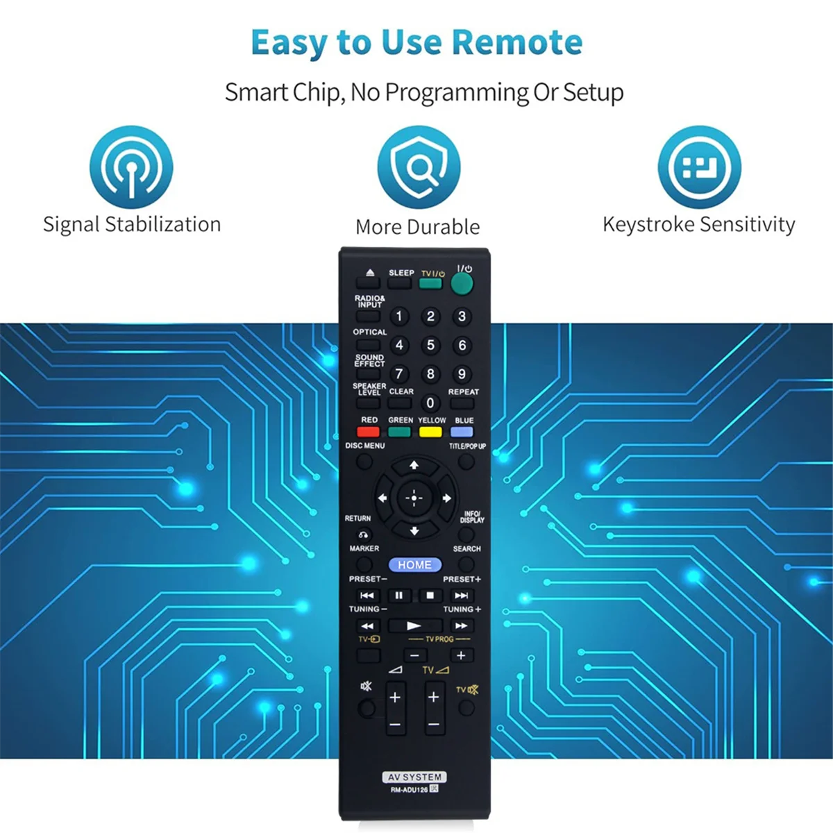 ソニーの交換用リモコン,ブルーレイディスク,DVDホームシアターシステム,1-FFYY-RM-ADU126-489-11,835,BDV-B1, HBD-B1, SA-WSB1