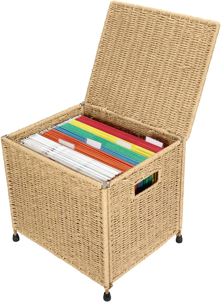 

Seaweed Filing Cabinet Storage Box | Foldable with Lid | Decorative Seaweed Filing and Office Storage Box | Letter Paper Size