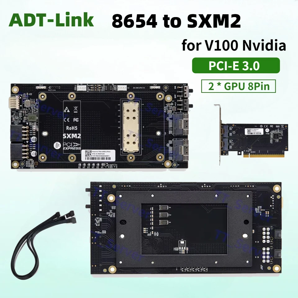 Slimsas 8654 To SXM2 Adapter SXM2 Single-Slot X16 Straight-Through Baseboard For V100 External Graphics Card 8654 Interface RGB
