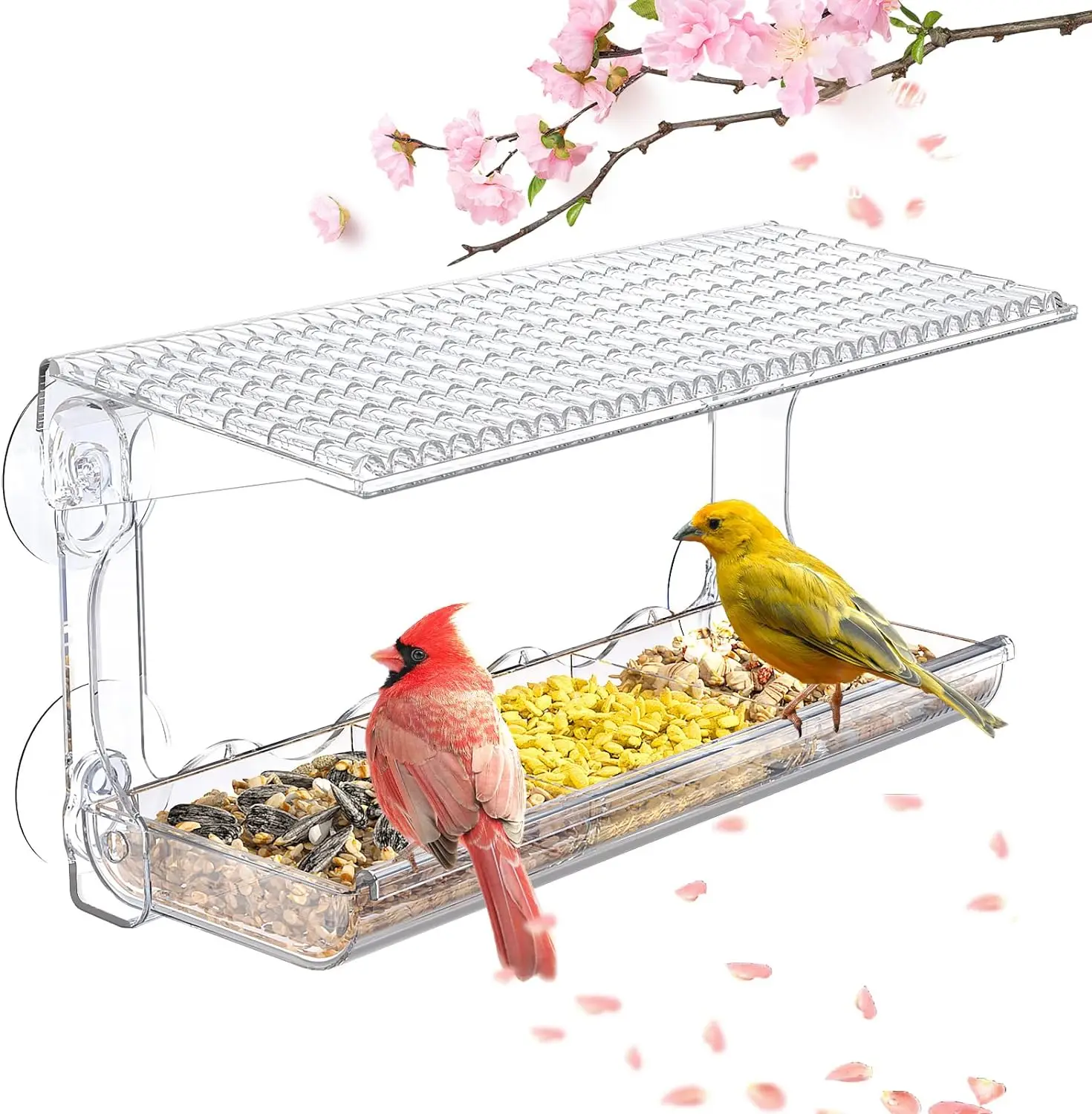 Window Bird Feeder for Outdoors,  Transparent Bird House Outside Wild Bird Watching for Garden, Yard, Elderly Kids Viewing