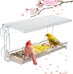 Window Bird Feeder for Outdoors,  Transparent Bird House Outside Wild Bird Watching for Garden, Yard, Elderly Kids Viewing