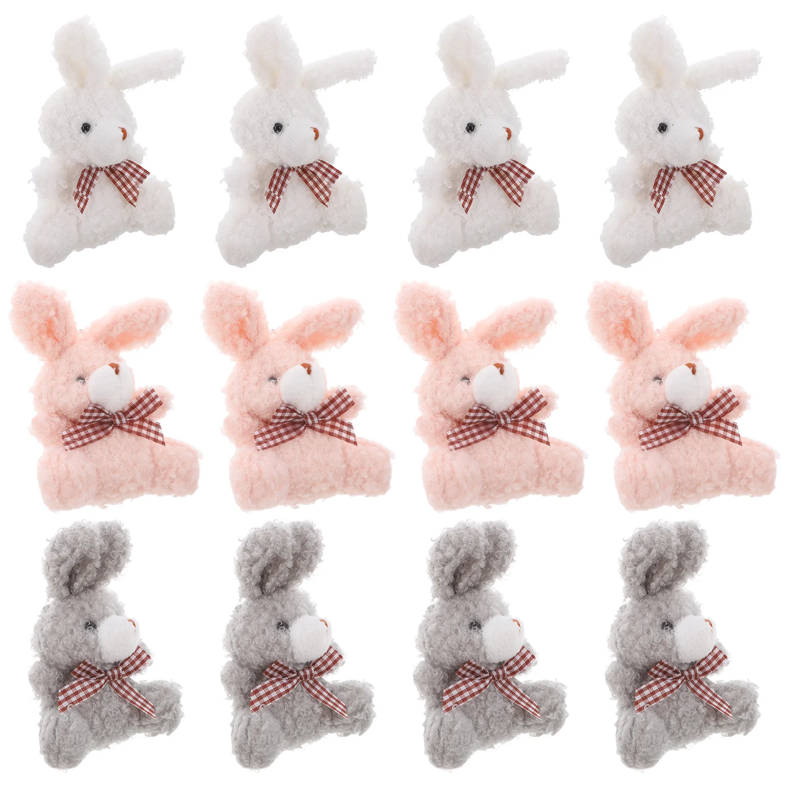 12Pcs Keychain Lovely Key Chain Plush Bunny Plush Rabbit Pendant Decorative Bunny Trinket Toy Girl Bag Car Pendant Jewelry