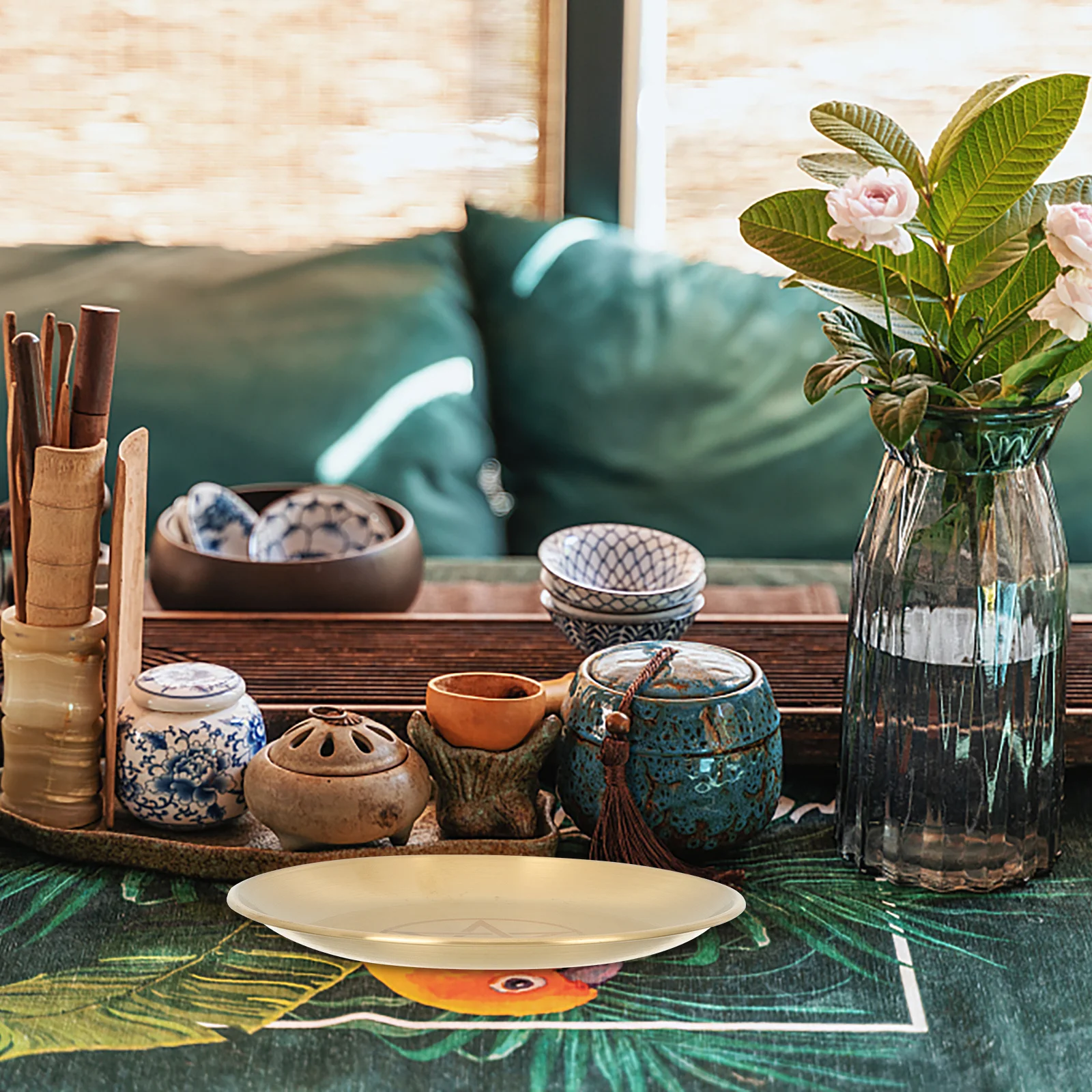 

Copper Pentagram Plate Metal Holder Altar Decoration Storage Tray Exquisite Design Practical Holder