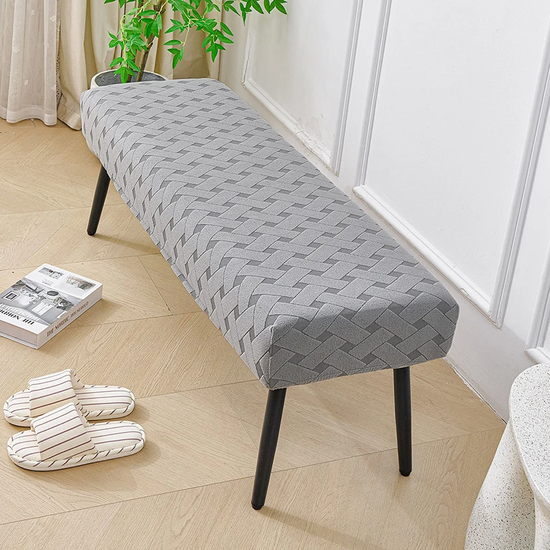Solid Color Elastic Slipcover For Stool Long Bench Piano Bench Washable Protective Seat Case Universal Footstool Furniture Cover