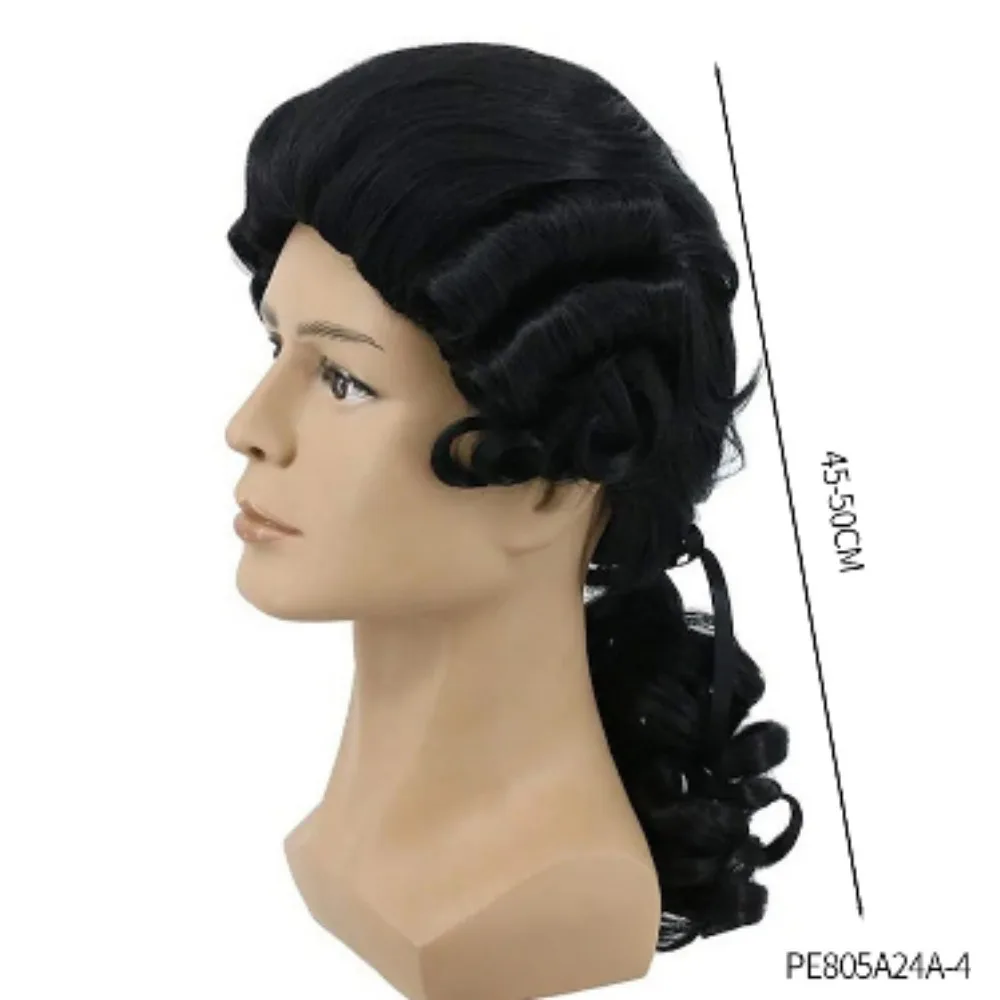 Halloween costume accessories judge lawyer cos role full headgear gold black grey white wig