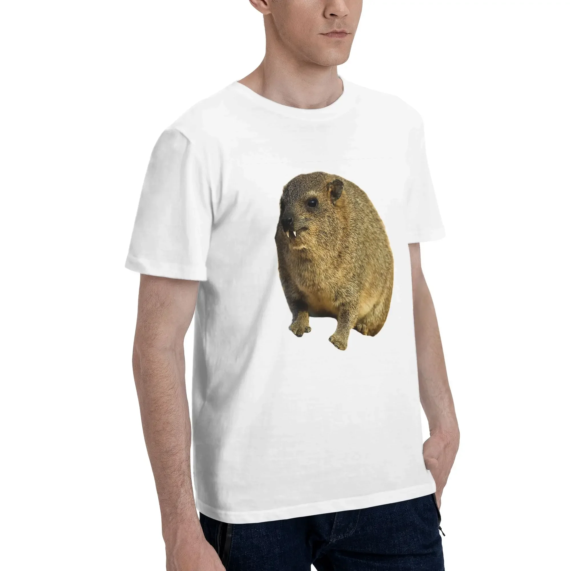 Cute rock hyrax Men T-Shirt Oversized T Shirts Men's Crew Neck Cotton Tees Short Summer Male