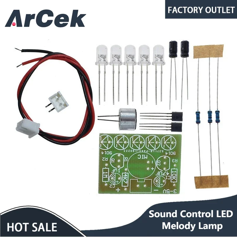 Sound Control LED Melody Lamp Electronic Production Kits Suite Voltage 3V-5.5V LED Sound Control DIY Kit FR-4 A Fiberglass Board