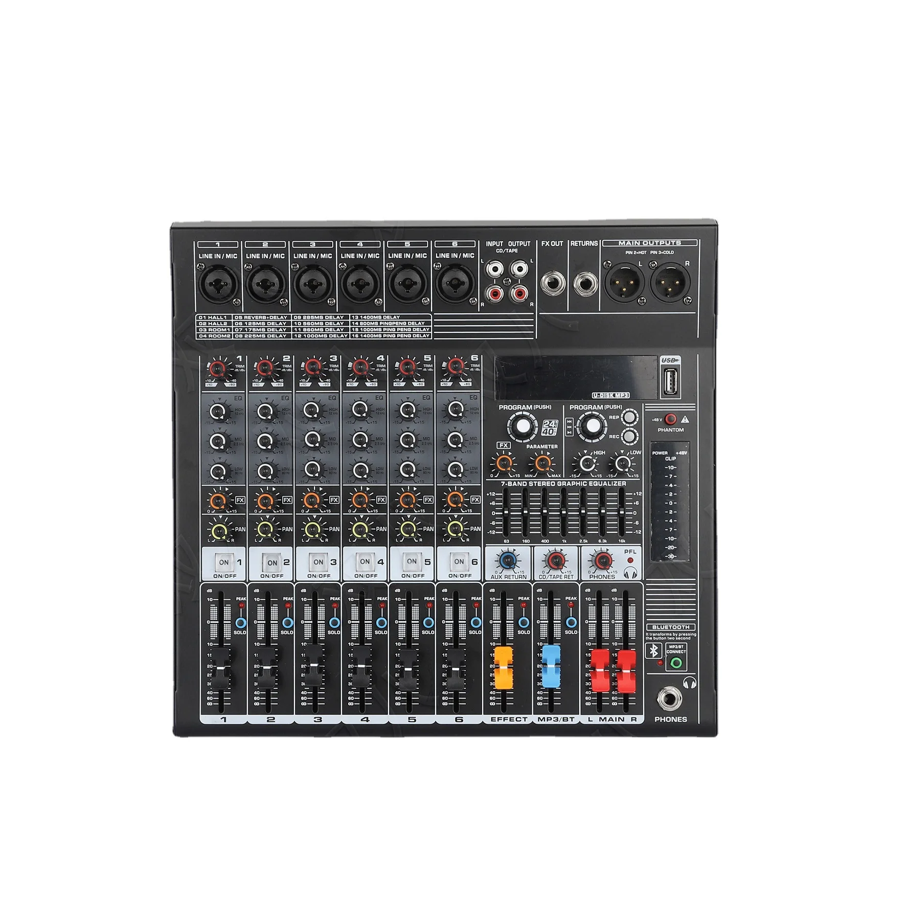 Audio equipment with equalization mixer, suitable for wedding bars, stages, outdoor professional small live broadcast mixers