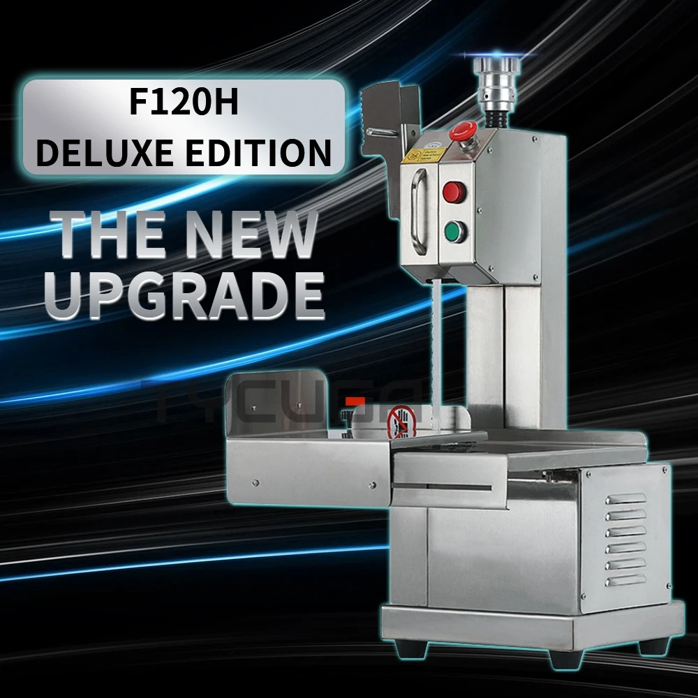 Macchina da taglio per sega per ossa di carne 850W con tavolo scorrevole Taglierina per sega per bistecche di ossa da tavolo commerciale per costole di maiale congelate