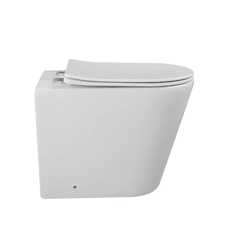 Modern floor-to-ceiling toilet with concealed tank Ceramic swirl flushing tank and bathroom P-trap drain