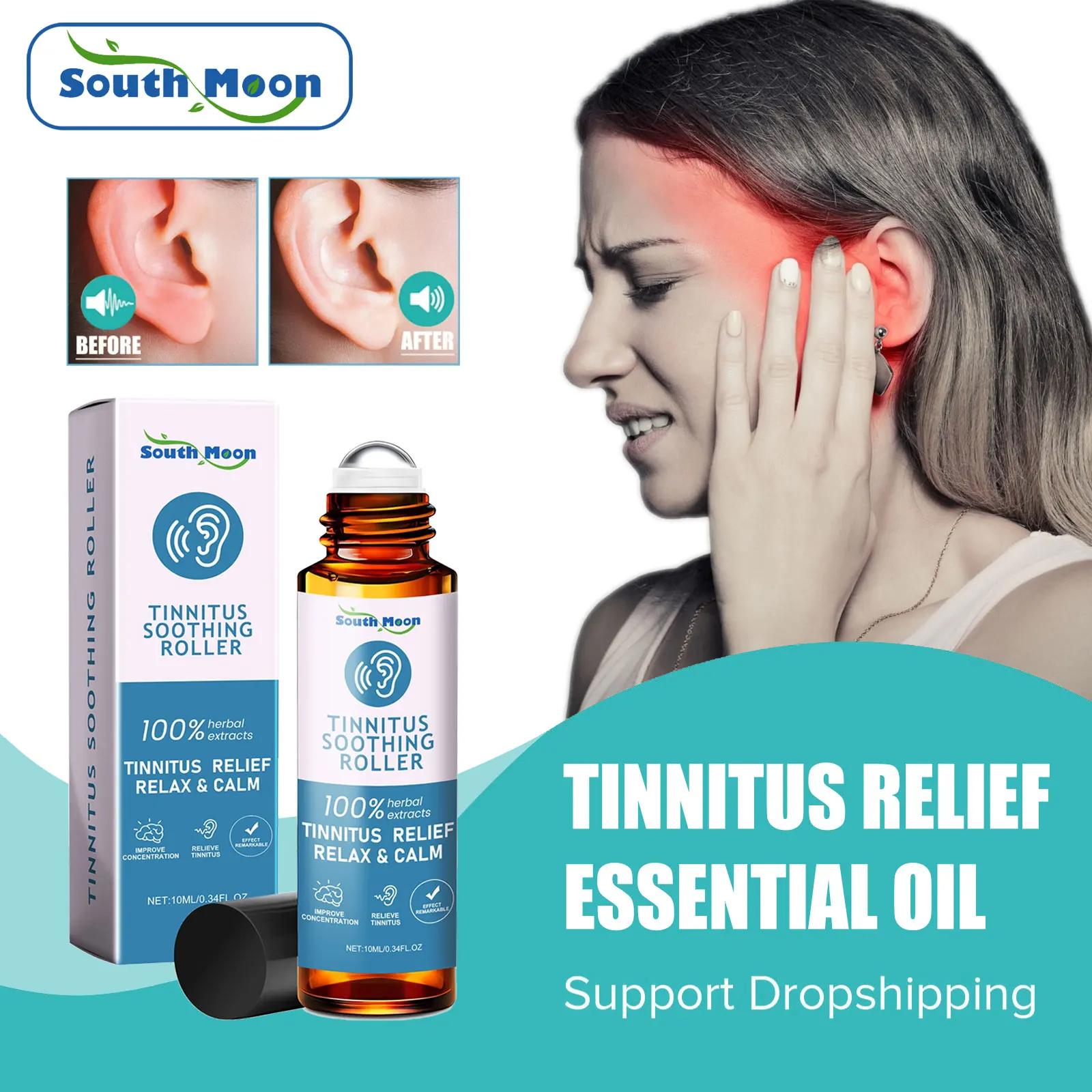 Tinnitus Relief Roller Ear Ringing Soothing Relieve Earache Discomfort Protect Listening Treat Headache Ear Relax Essential Oil