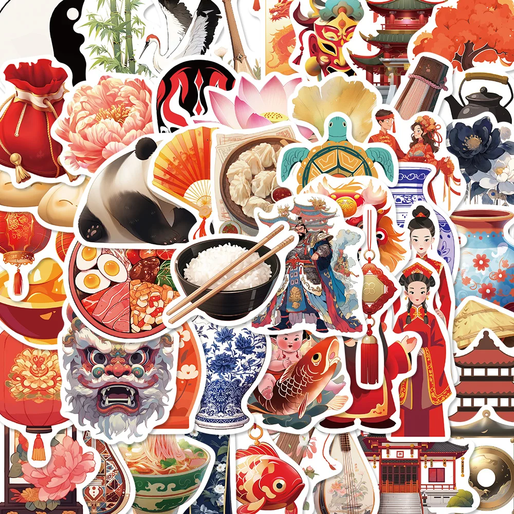 Наклейки в китайском стиле, 50 шт.