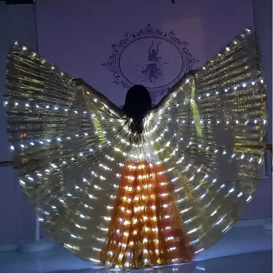 

Belly Dance Accessories 145cm Led Wing Gold Glowing Wings Cape For Halloween And Stage Performance Hot Product On TikTok