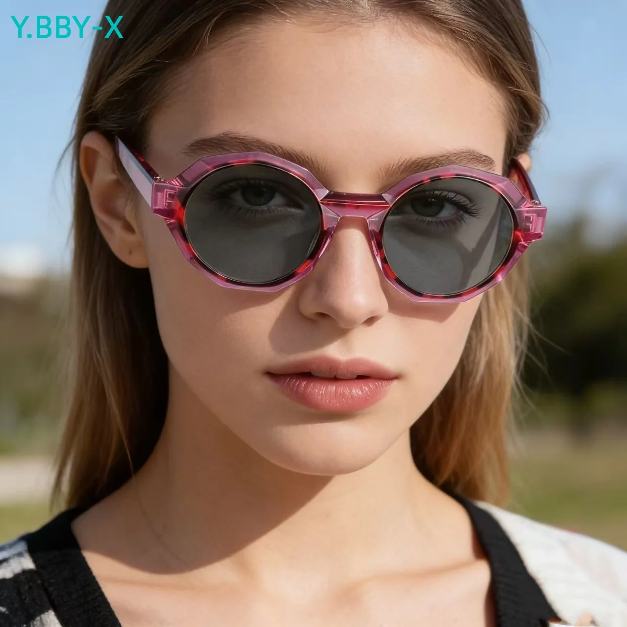 

Y.BBY-X Acetate Polarized Sunglasses Fashion Women Thick Frame Outdoor Sun Glasses for Ladies Myopia Glasses