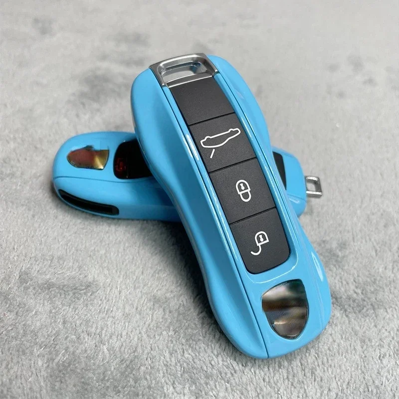 

Car Key Protection Cover for Porsche Taycan Panamera Macan Cayenne 718 911 Miami Blue Key Cover Three or Four Buttons