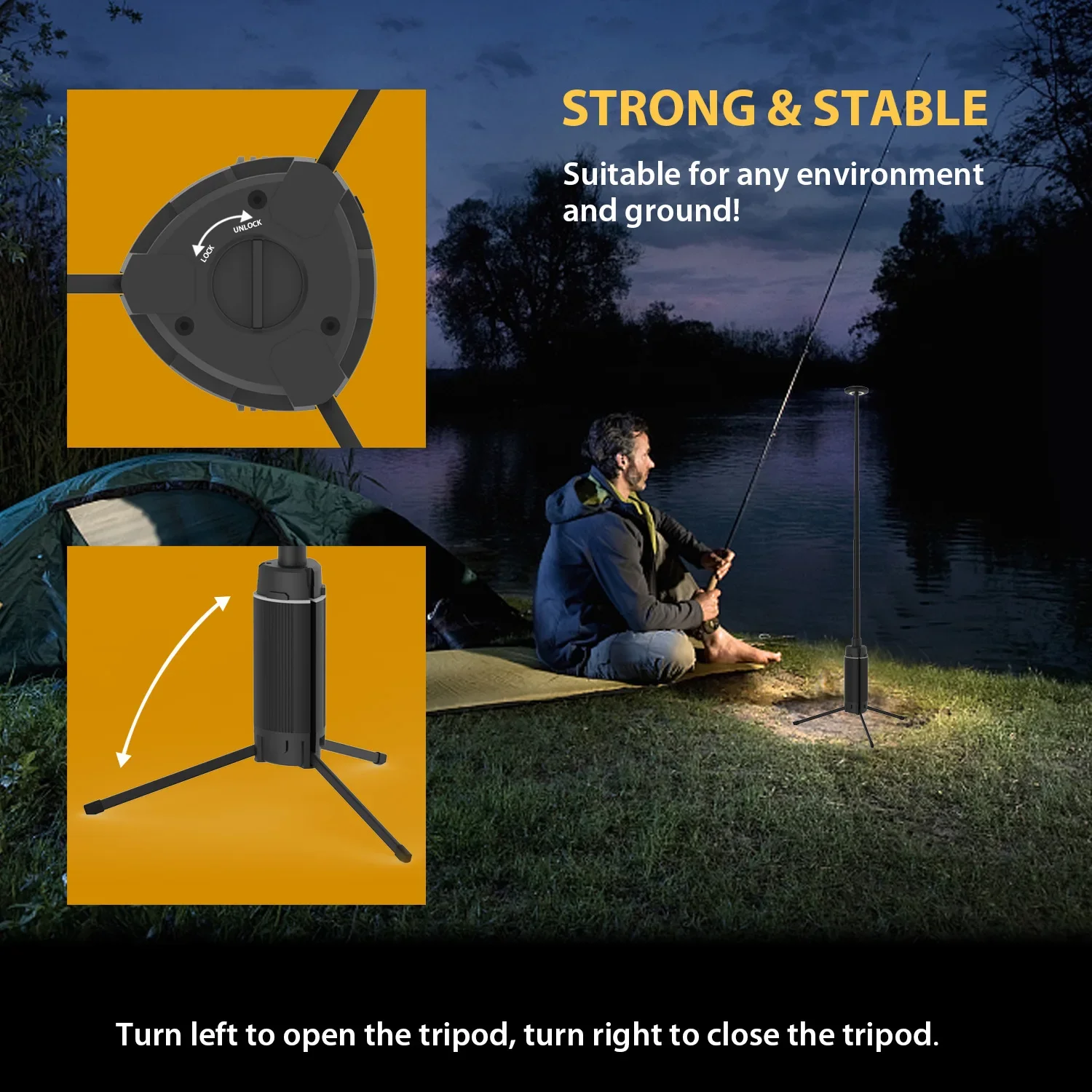 12000mAh Portable Camping Lantern Telescopic LED Work Light Rechargeable 2000LM Outdoor Fishing Tent Emergency Lamps with Tripod