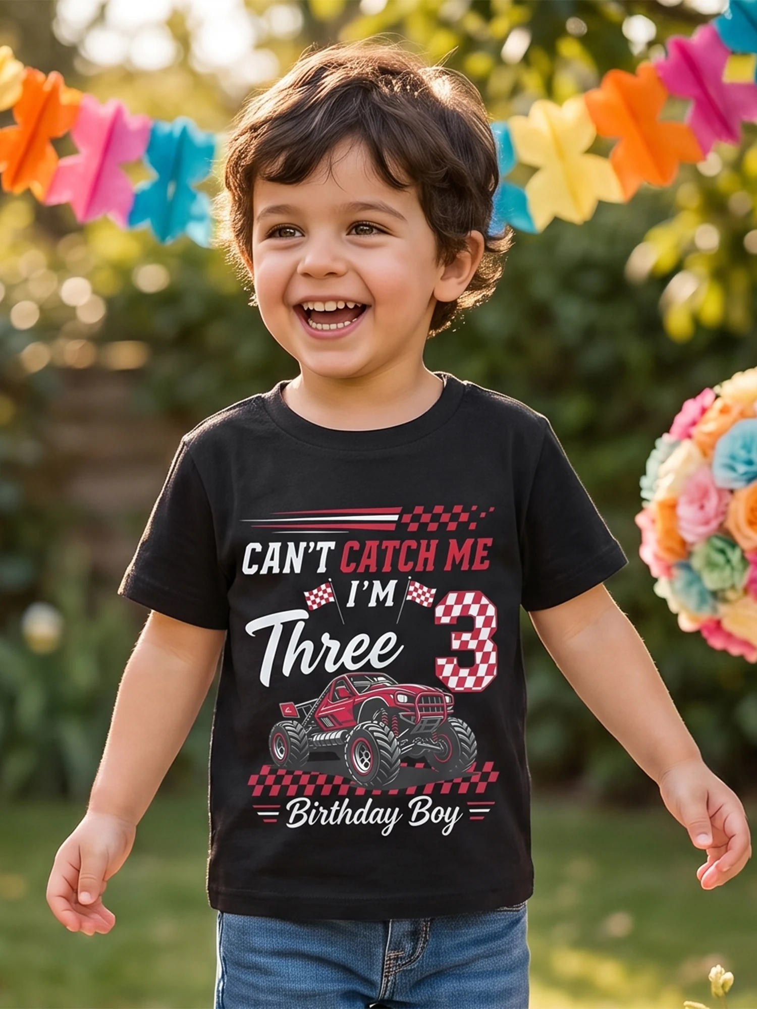 Tops Neck Sleeve Toddler-Boy-3 Rd Truck Print Tops 3 Rd Birthday T Boy 3 Rd Boy-3 Rd-Birthday Toddler Boy 3Rd