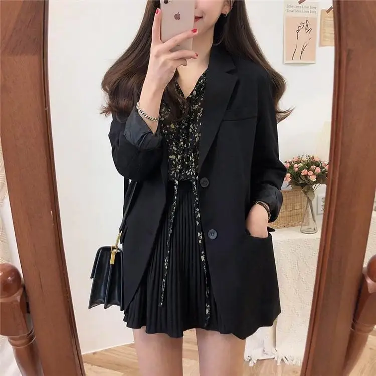 

Осень 2024, женские модные повседневные куртки, костюмы прямого кроя из полиэстера, длинные свеки на одной пуговице, чистый цвет