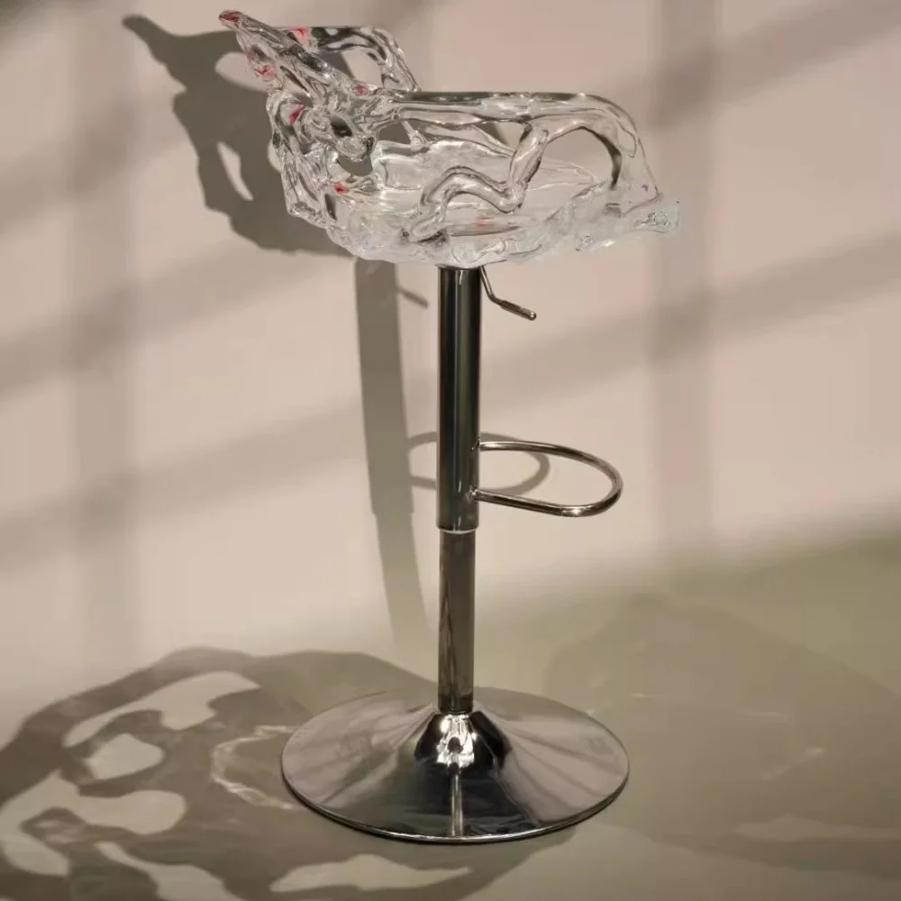 

✿–q Nature Inspired Transparent Resin Bar Stools Artistic Clear Resin Stools with Embedded Floral for Cafe