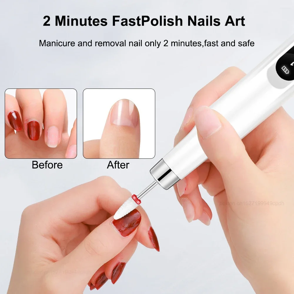 Professional Electric Nail Drill Machine 15000RPM Portable Manicure Pedicure Set for Acrylic Gel Nails New Nail File Tool