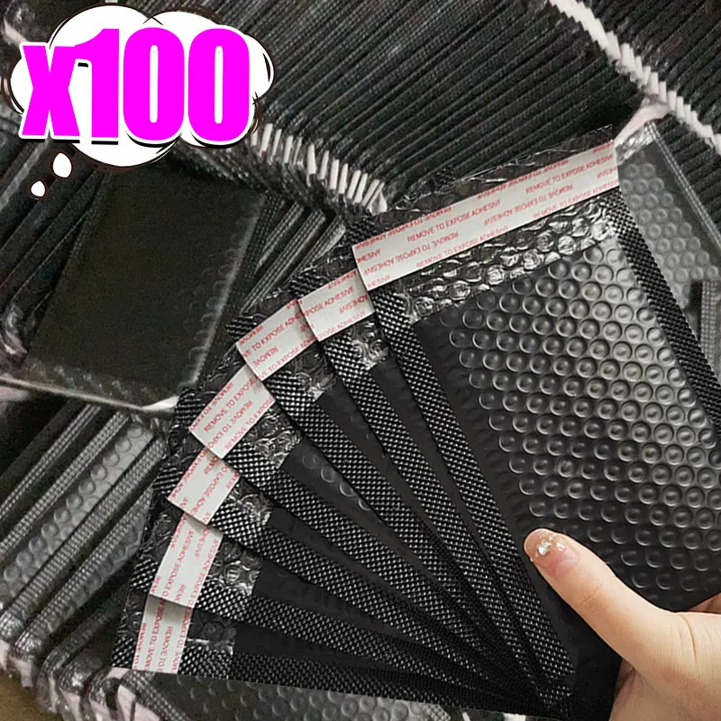 

100 Pcs Black Bubble Packaging Envelope Mailing Envelopes Mailer Poly Green Envelope for Shipping Self Seal Bubble Bag Padding