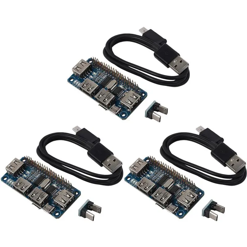 Classic-3X 4 Ports USB HUB HAT For Raspberry Pi 3 / 2 / Zero W Extension Board USB To UART For Serial Debugging