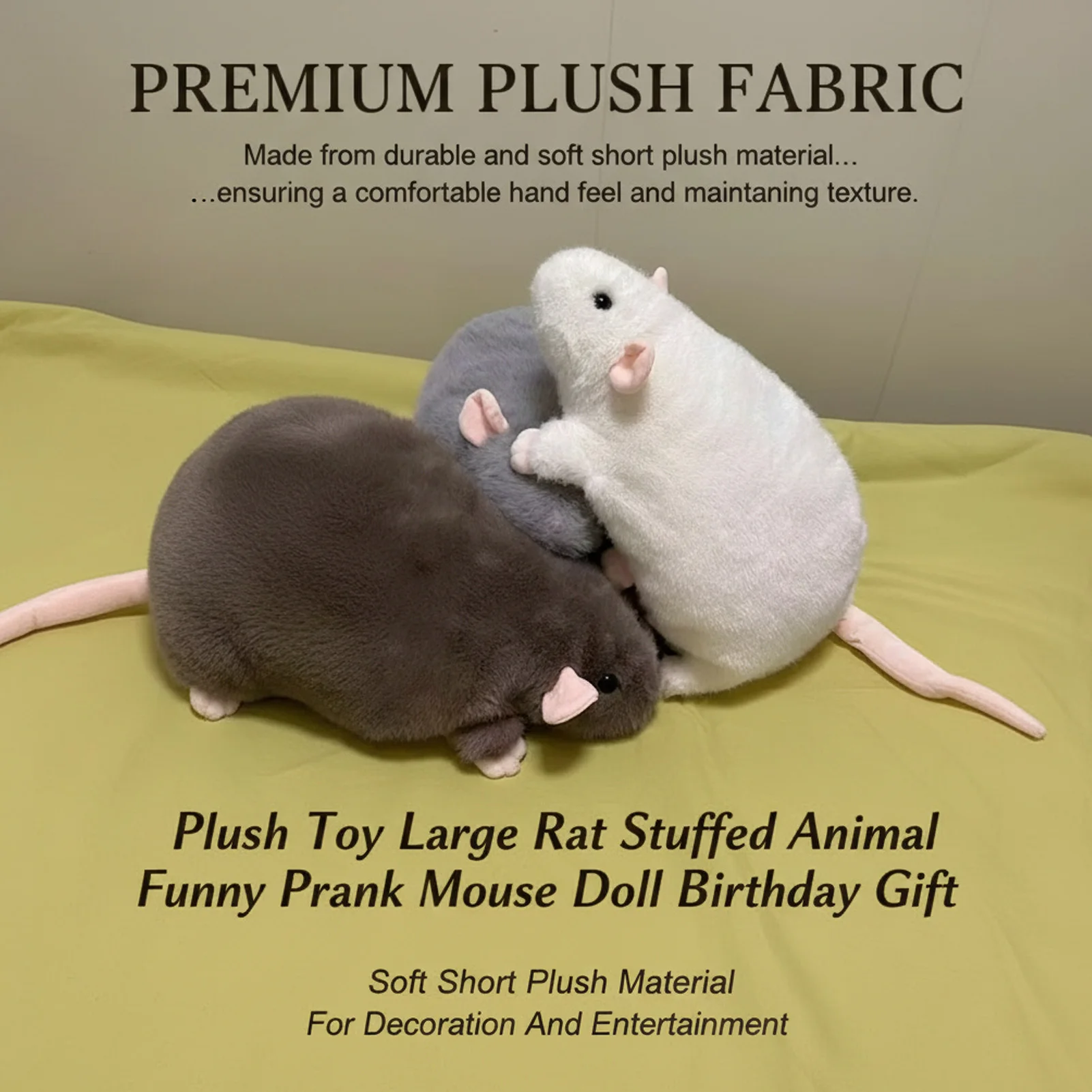 Plush Toy Large Rat Stuffed Animal Funny Prank Mouse Doll Birthday Gift Soft Short Plush Material For Decoration And