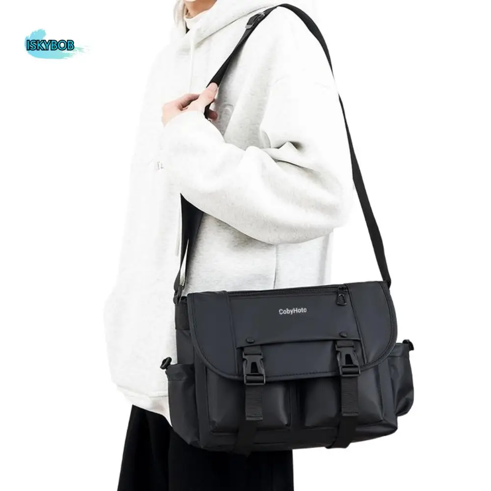 

Solid Color Men Crossbody Bag Waterproof Travel Bag Business Shoulder Bag Multi-pockets Large Capacity Large Square Bag