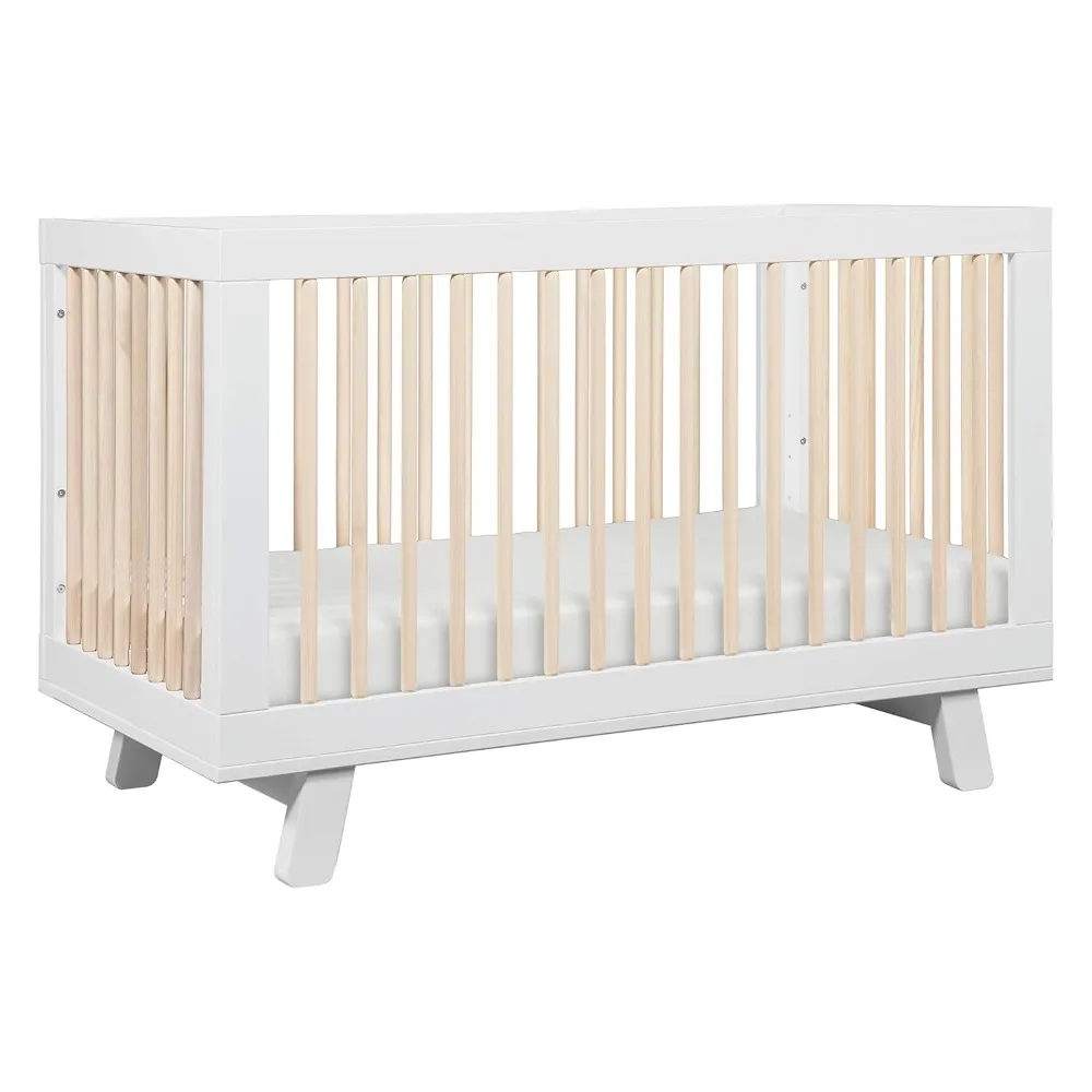 

3-in-1 Convertible Crib with Toddler Bed Conversion Kit in White and Washed Natural, Greenguard Gold Certified