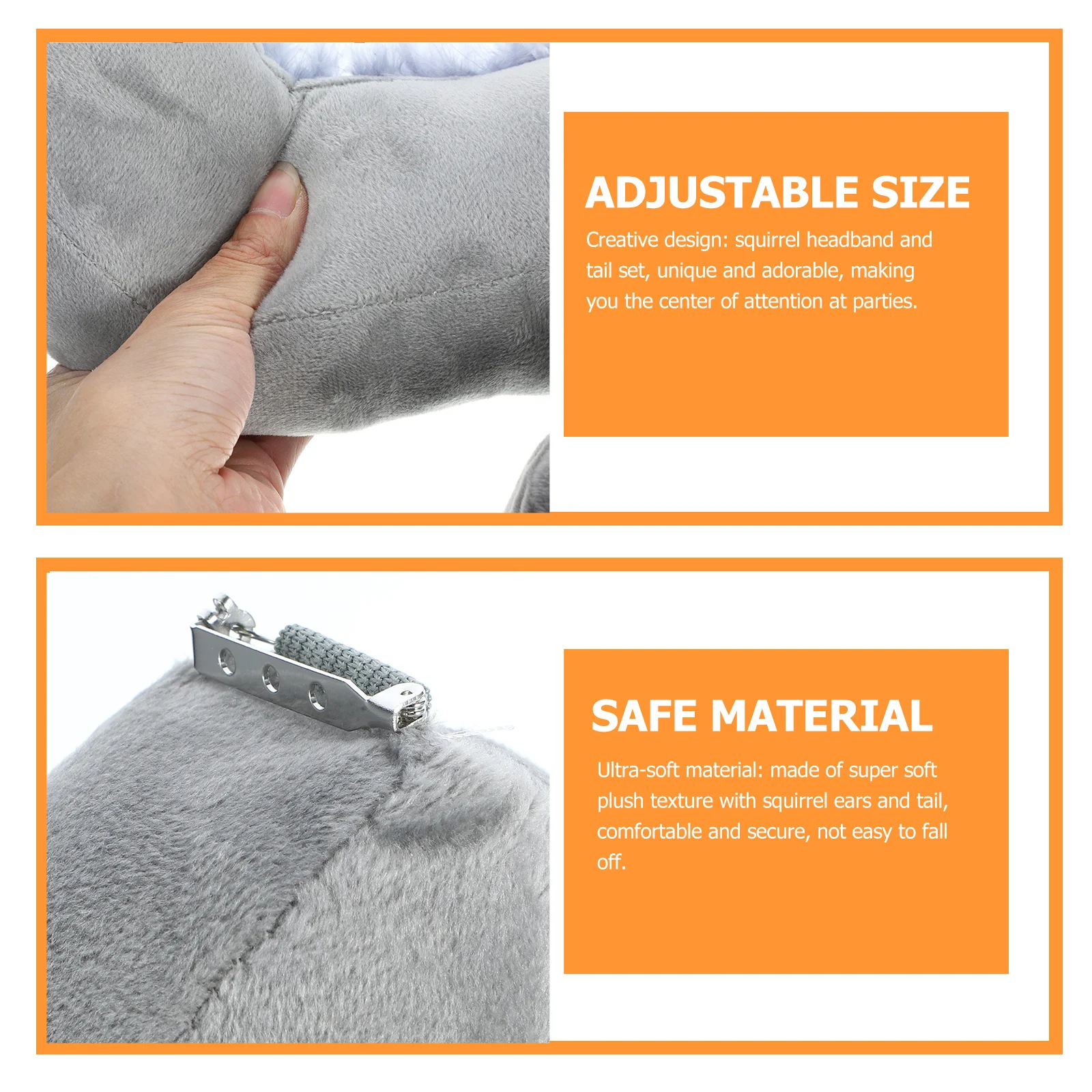 1 세트 다람쥐 의상 머리띠 꼬리 세트 부드러운 소재 동물 액세서리 코스프레 휴일 파티 공연 사용에 이상적